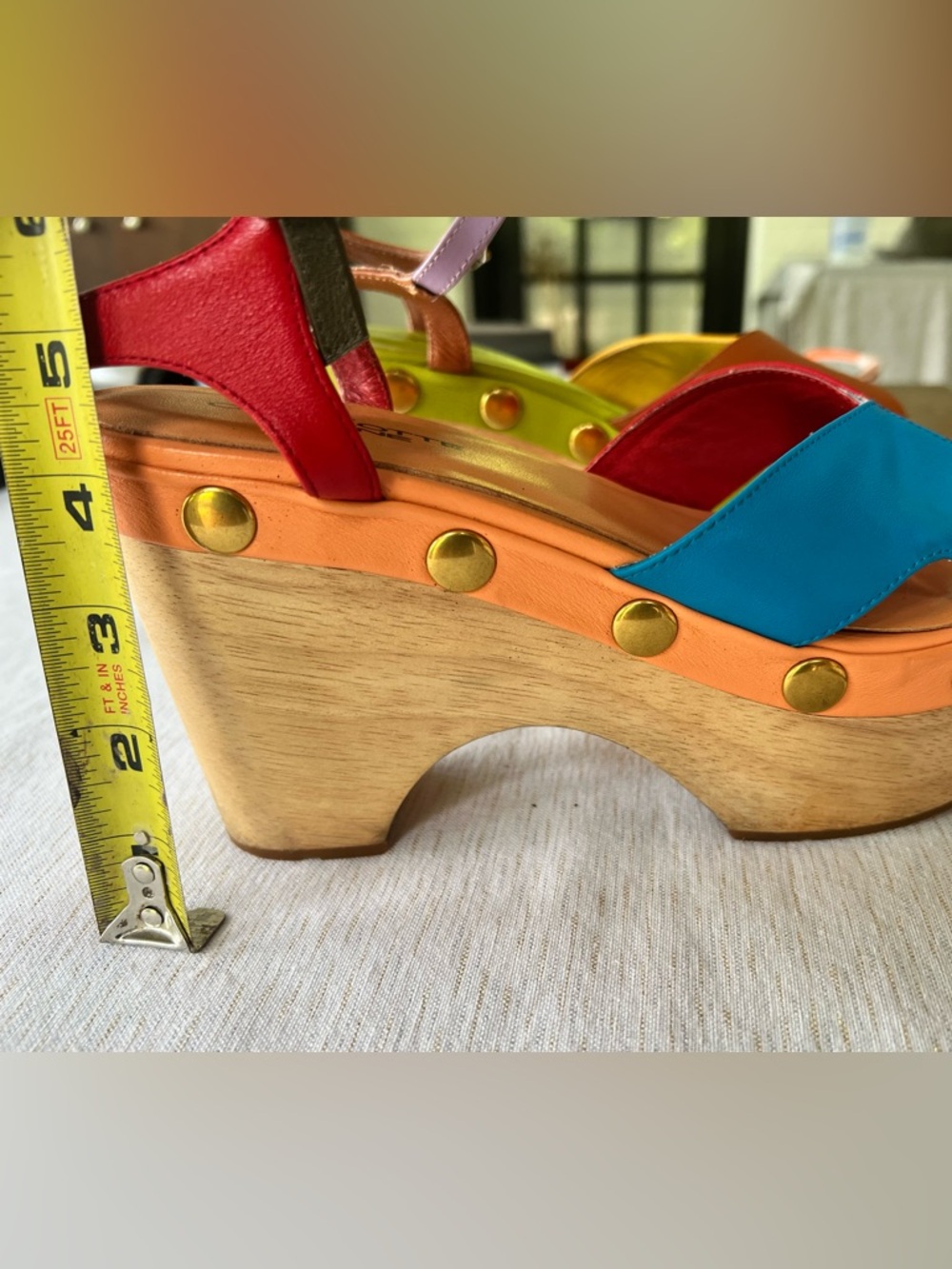 Charlotte Stone Donna Multi-Color Nassau Bold Platform Sandals with Gold Studs - Picture 8 of 8